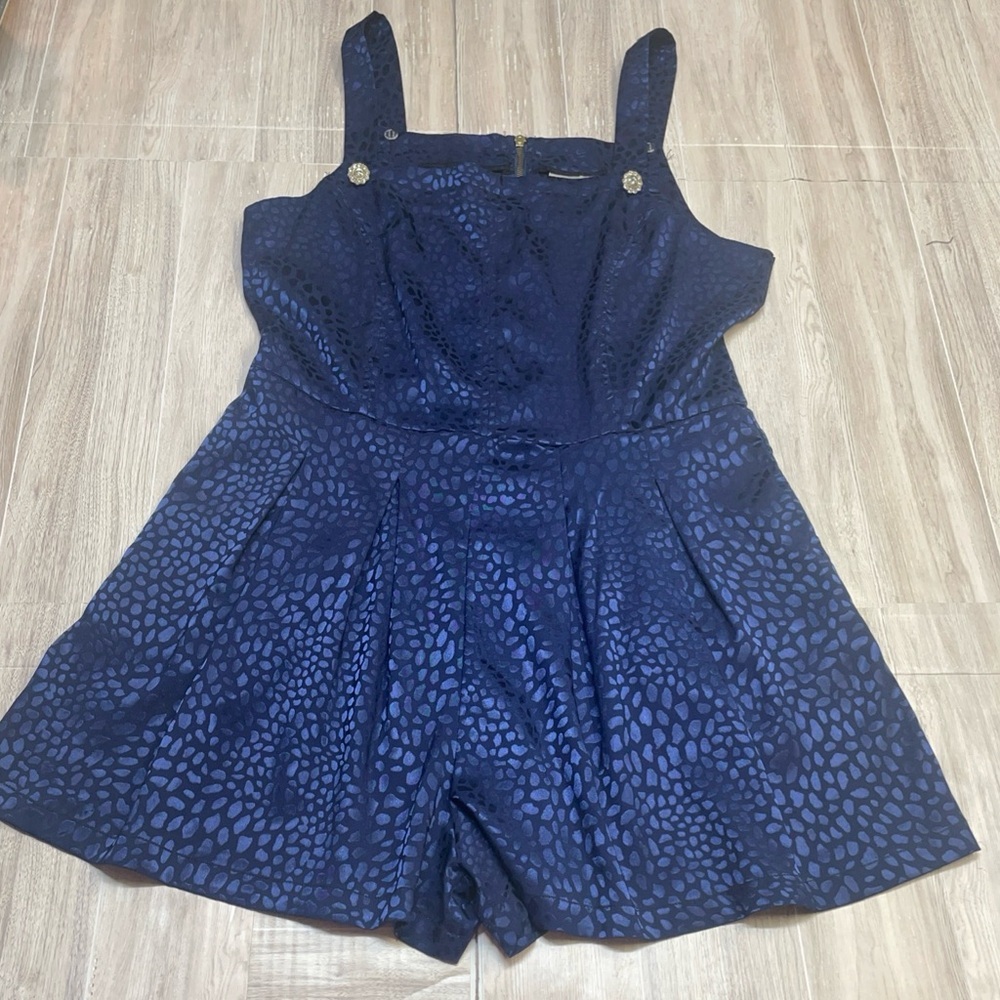 Marilyn Monroe Size Small Romper Midnight Blue Sleeveless Button Back Zip
